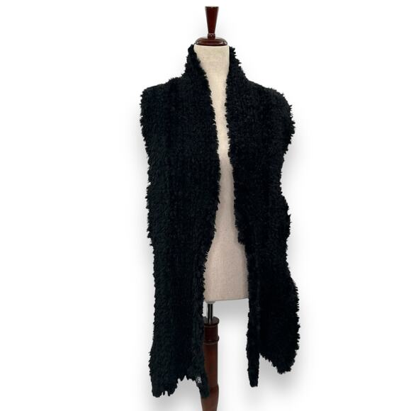 NEW INC International Concepts Fluffy Faux Fur Black Scarf Rectangle Stretch NWT - Picture 9 of 12